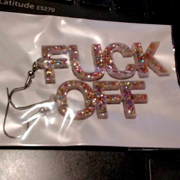 NEW!! "FU CK" "OFF" Earrings!! BOLD STATEMENT EXPLICIT SWEAR WORDS! Savage Sexy - Picture 2 of 4